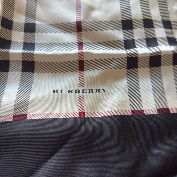 Burberry Checkered Silk Scarf in Cream and Red - Picture 2 of 2